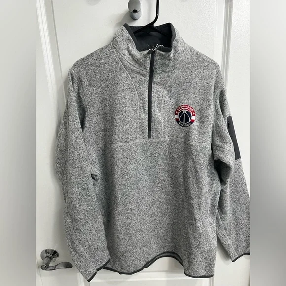 Heather Gray Fleece Washington Wizards Quarter-zip - Picture 2 of 3